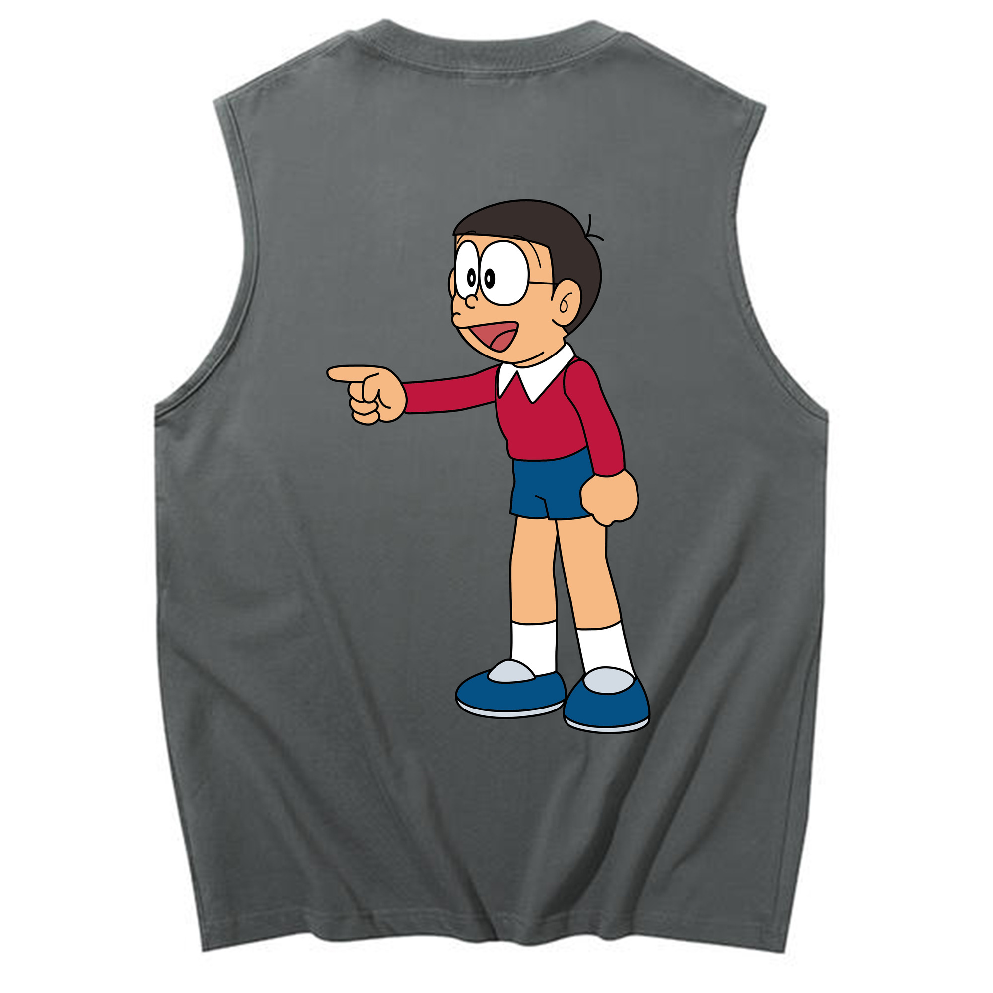 （画像用） ドラえもん 野比 のび太 Doraemon Nobita Nobi コットン100％タンクトップ（背面プリント）